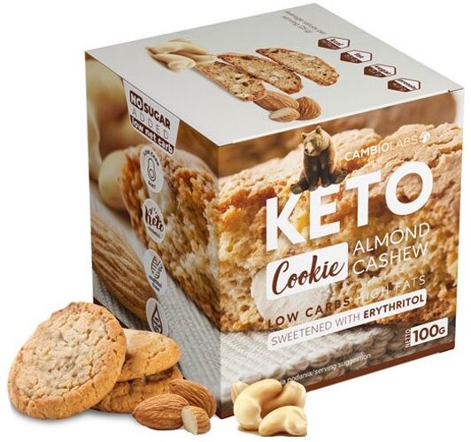 Cambiolabs Keto ciasteczka migdałowe z nerkowcami - orzechowa przekąska bez cukru (Keto Cookie Almond Cashew)