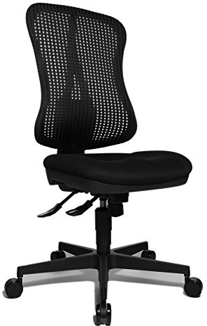 TOPSTAR Head Point SY ergonomiczne krzesło biurowe, krzesło biurowe, siedzisko z wgłębieniem (regulacja wysokości), czarne obicie materiałowe, 70 x 47 x 113 cm