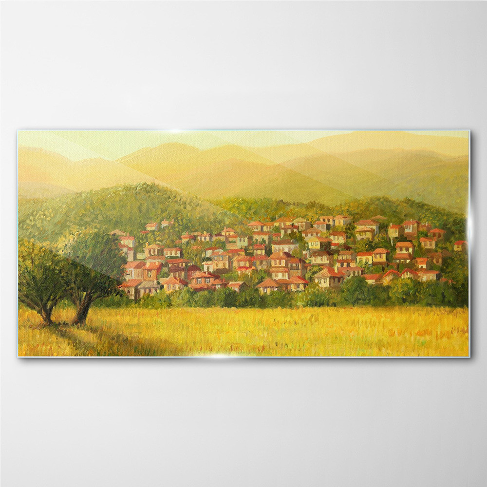 PL Coloray Obraz na Szkle drzewa miasto góry przyroda 120x60cm