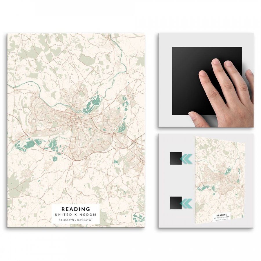 Pix4home Plakat metalowy Mapa Vintage Reading L POS-L-04199
