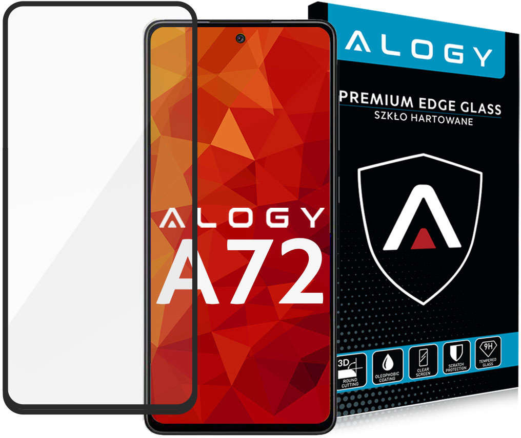 Alogy Szkło Full Glue case friendly do Samsung Galaxy A72 Czarne 9383X1