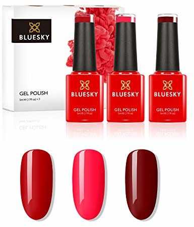 Bluesky Żelowy lakier do paznokci, Reds, 3 x 5 ml Rit, ciemnoczerwony Minis-D160-80505-80525