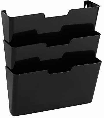 AmazonBasics AmazonBasics Półki ścienne, wiszące, 3-poziomowe, 33 x 38 cm, czarne, 3 sztuki DHBTB017