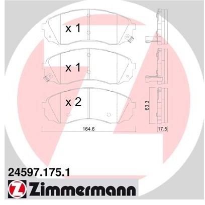 ZIMMERMANN Zestaw klocków hamulcowych, hamulce tarczowe 24597.175.1