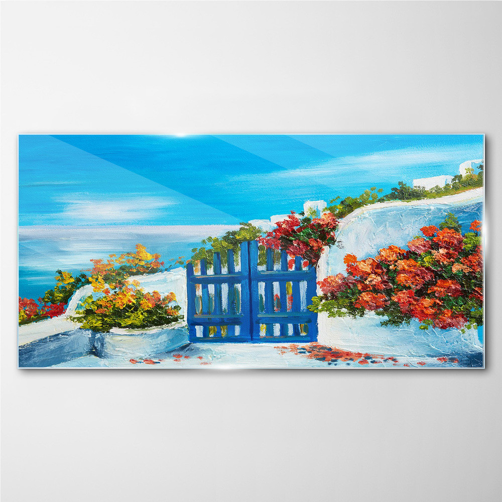 PL Coloray Obraz Szklany malarstwo kwiaty morze 100x50cm