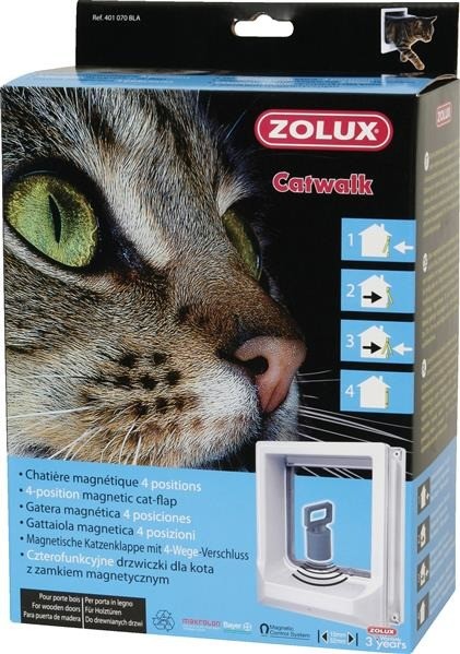 Zolux Drzwiczki dla kota do drzwi drewnianych z magnetycznym zamykaniem białe