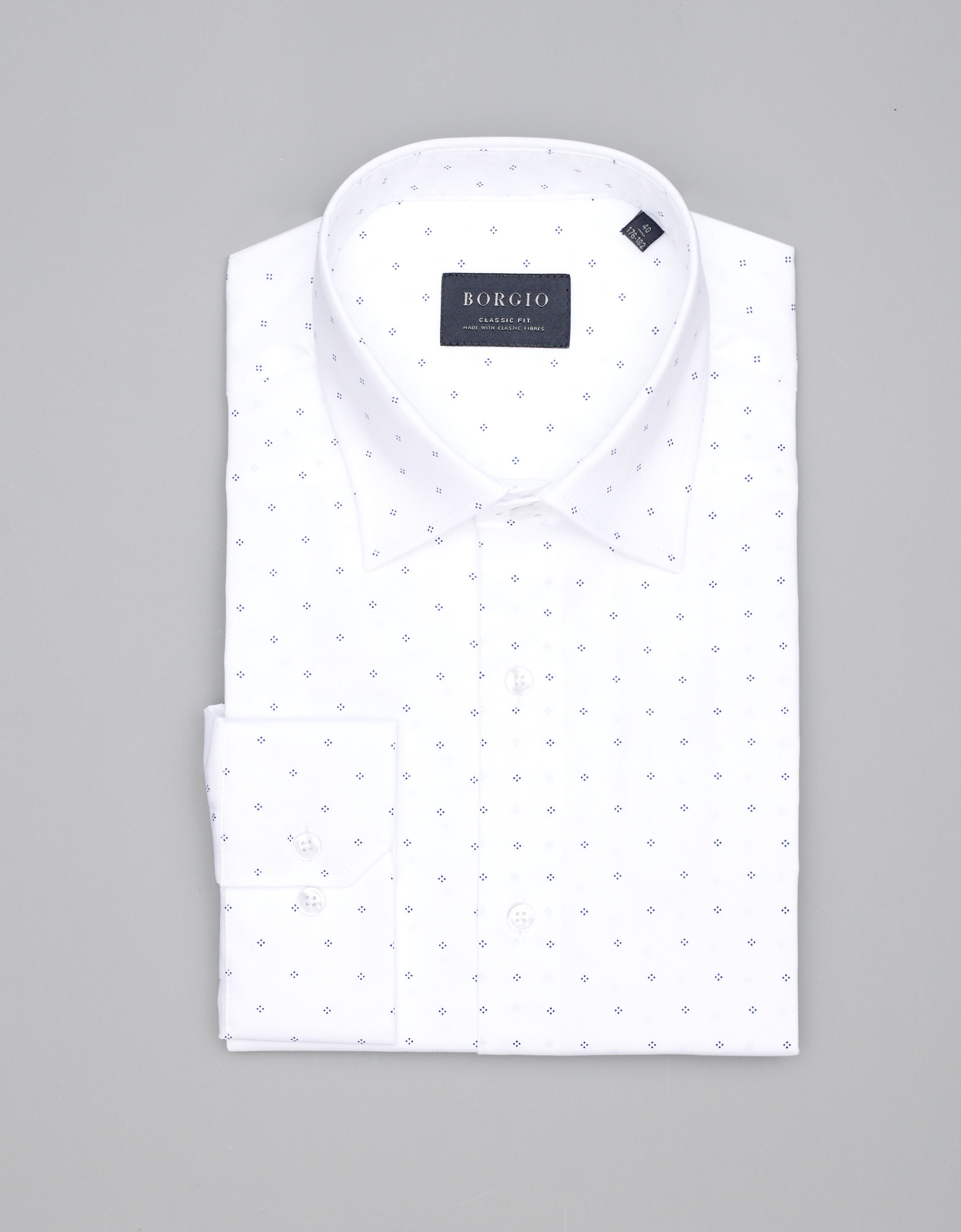 Borgio koszula calimera 00326 długi rękaw biały classic fit