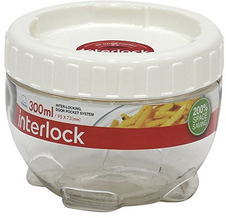 InterLock Interlock Lock okrągły kontener, 300 ML, średnica 95 MM, plastik, przezroczysty, 9.5 x 9.5 x 7.3 cm INL306W/LG