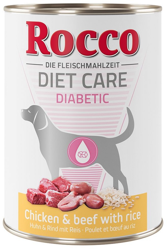 Rocco Diet Care Diabetic, kurczak z wołowiną i ryżem - 24 x 400 g