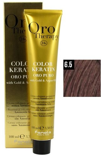 Fanola Oro Puro Therapy Color Keratin 100 ML 6.5 ciemny blond mahoń 6.
