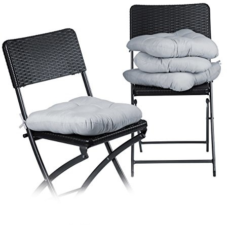 Relaxdays poduszka na krzesło zestaw-częściowy 40 x 40 cm poduszka do siedzenia z kokardką, beżowy, 40 x 40 x 8 cm 10020805_111