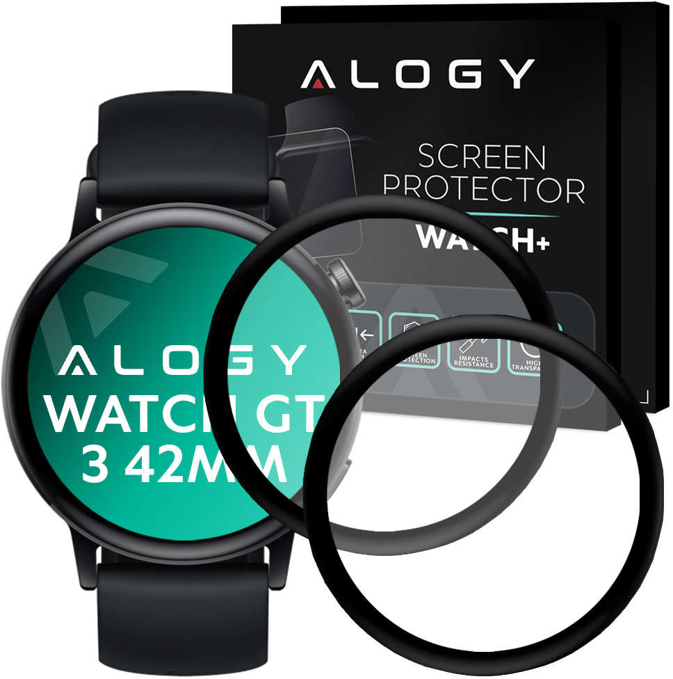 Alogy 2x Elastyczne Szkło 3D do HUAWEI Watch GT 3 42mm Black 12056X1