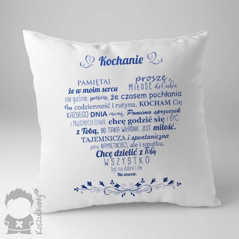 - Koszulkowy Kochanie poduszka z nadrukiem