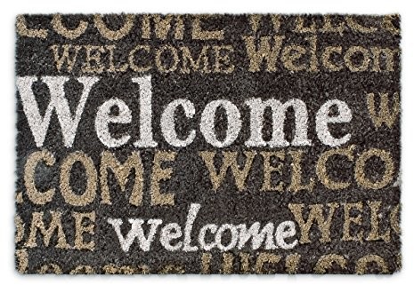 Relaxdays podkładka mata kokosowa Welcome 40 x 60 cm mata kokosowa mata na podłogę z antypoślizgową PCW wycieraczka wykonana z włókna kokosowego jako mata wyłapująca brud i wycieraczka podłogowa mata  10016766
