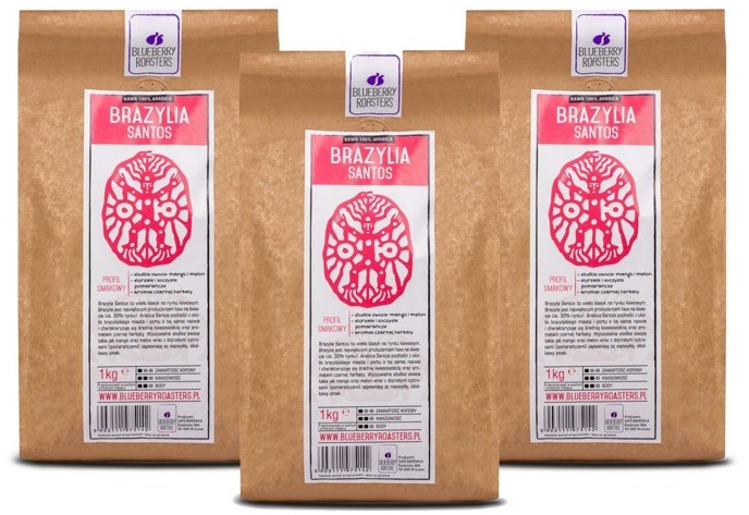 Santos Blueberry Roasters ZESTAW 3xKAWA ZIARNISTA BRAZYLIA 1kg