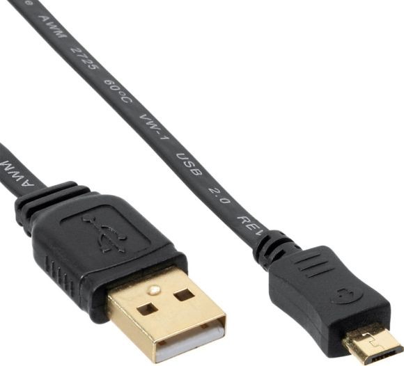 InLine Kabel USB USB A microUSB A 0.3m czarny 31703F 31703F