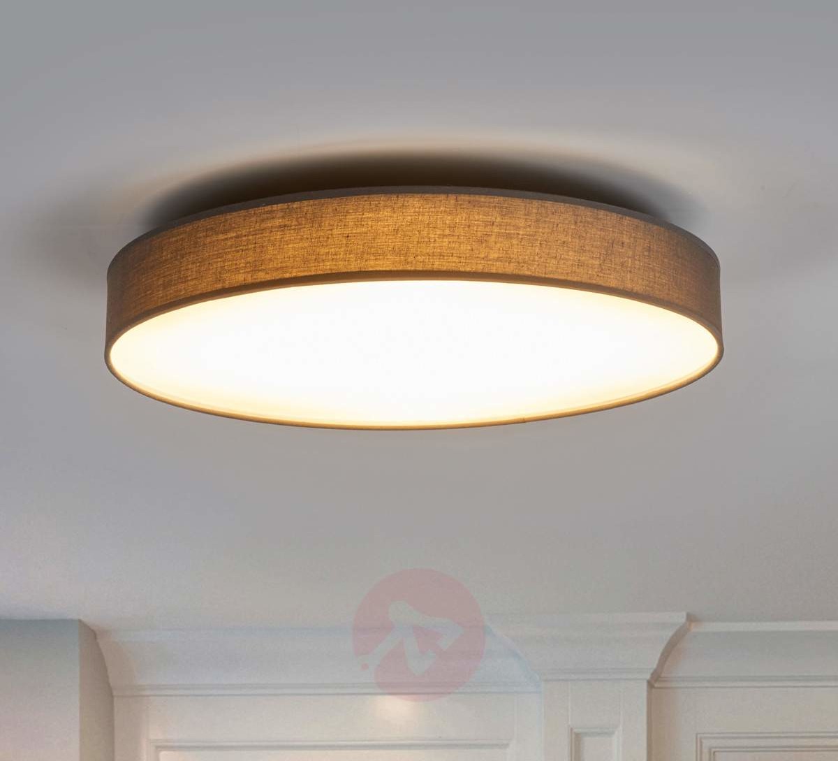 Szara, tekstylna lampa sufitowa LED Saira