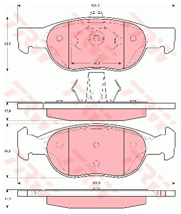TRW Zestaw klocków hamulcowych, hamulce tarczowe GDB1382