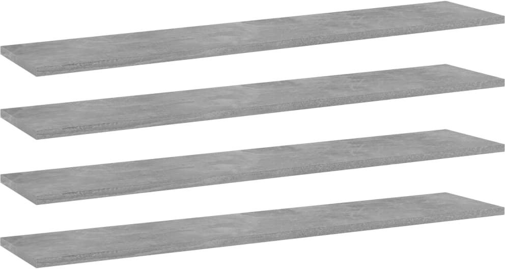 vidaXL Półki na książki, 4 szt., szarość betonu, 100x20x1,5 cm, płyta
