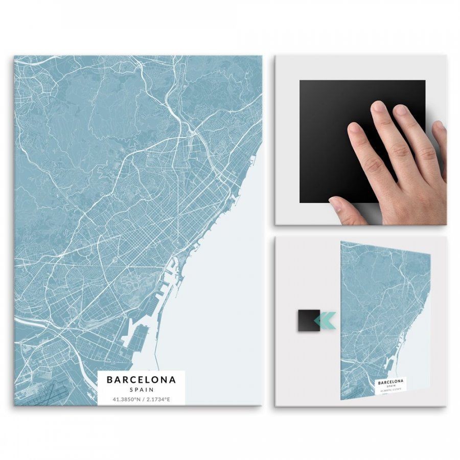 Pix4home Plakat metalowy Mapa Lazur Barcelona L POS-L-02192