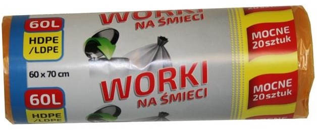 Pucuś Worki na śmieci HDPE 20 sztuk 60l