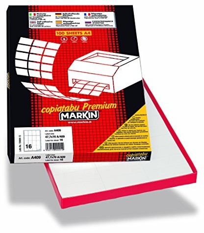 MARKIN etichette Markin adesiva C/503 Bianca 100 fogli (1 etichette da 210 X 297 mm) [210 °C503] C503