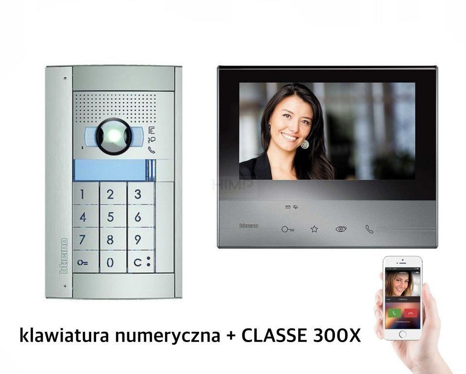 Bticino Zestaw wideodomofonowy czarny Classe 300X13 z WiFi klawiatura numeryczna + Panel SFERA New 365911B 365911B