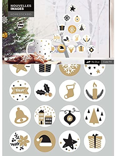 DRAEGER PARIS 1886 Draeger - Naklejki okienne - Dekoracyjne naklejki do rozjaśniania okien - Naklejki świąteczne z polipropylenu - 1 deska 24 x 36 z 23 dekoracjach świątecznych 74001714