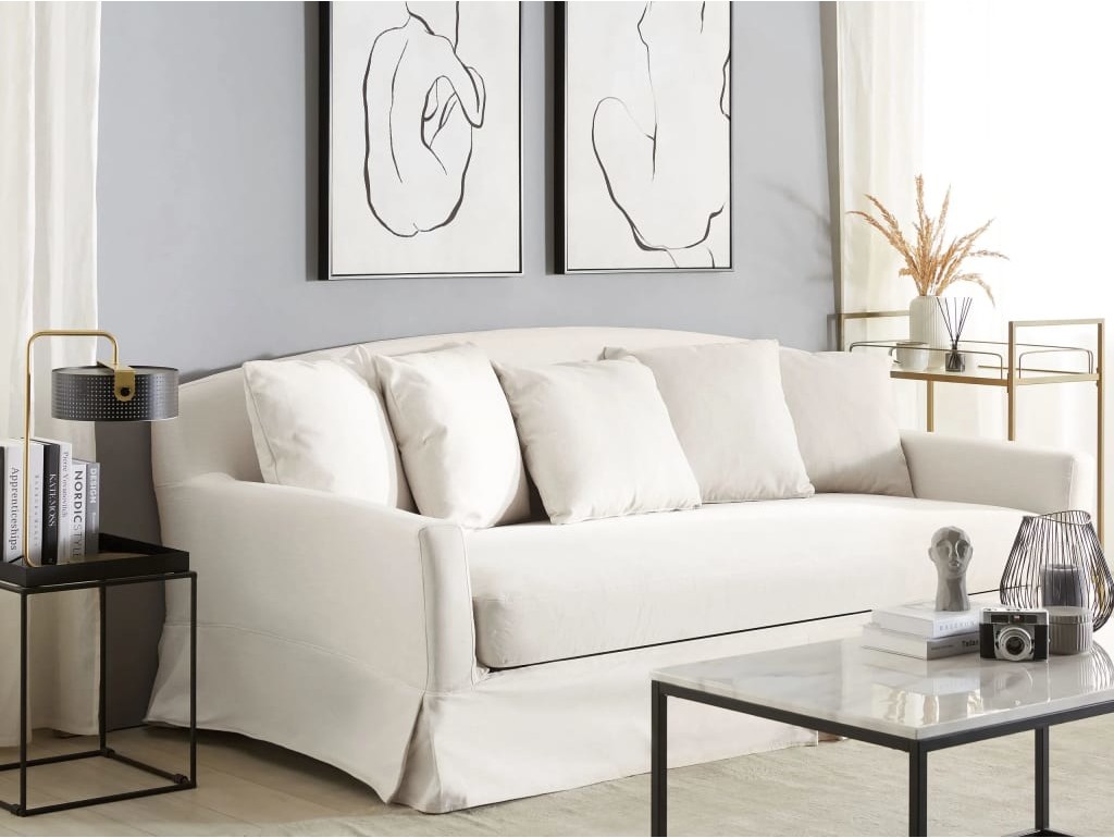 Beliani Pokrowiec na sofę 3-osobową biały GILJA