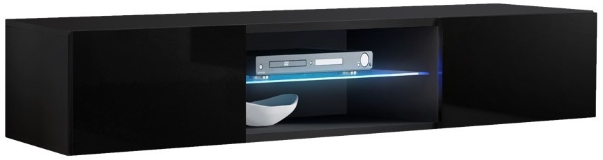 SZAFKA RTV WISZĄCA FLY 33 CZARNY POŁYSK + LED 25 ZZ FY 33