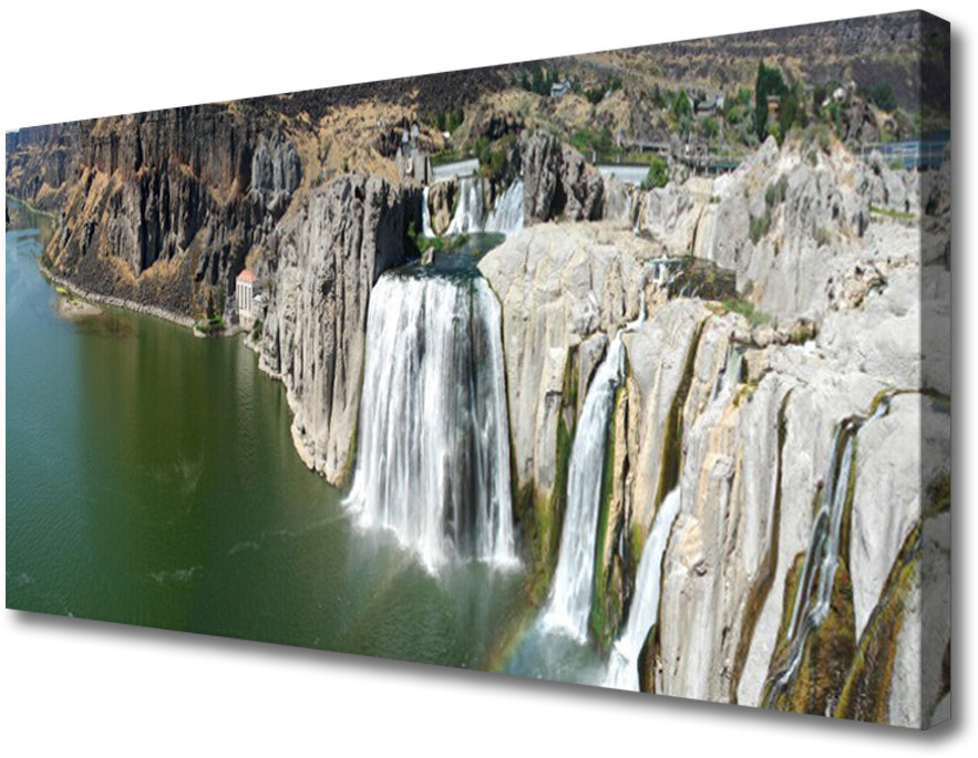 PL Tulup Obraz na Płótnie Wodospad Jezioro Krajobraz 125x50cm