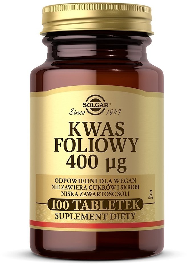 Solgar Kwas foliowy 400 mcg 100 tabletek