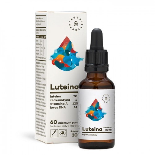 Aura Herbals Luteina + Witamina A + DHA + Zeaksantyna krople (30 ml) LUT30ML