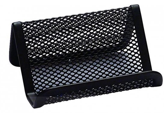 Q-CONNECT Przybornik na wizytówki metalowy z siatki czarny PR.089.255/4
