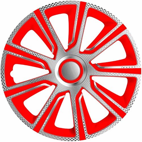 J-Tec J-Tec J14536 Veron zestaw kołpaków ozdobnych, 14 cali, srebrny/czerwony/karbonowy, cale J14536