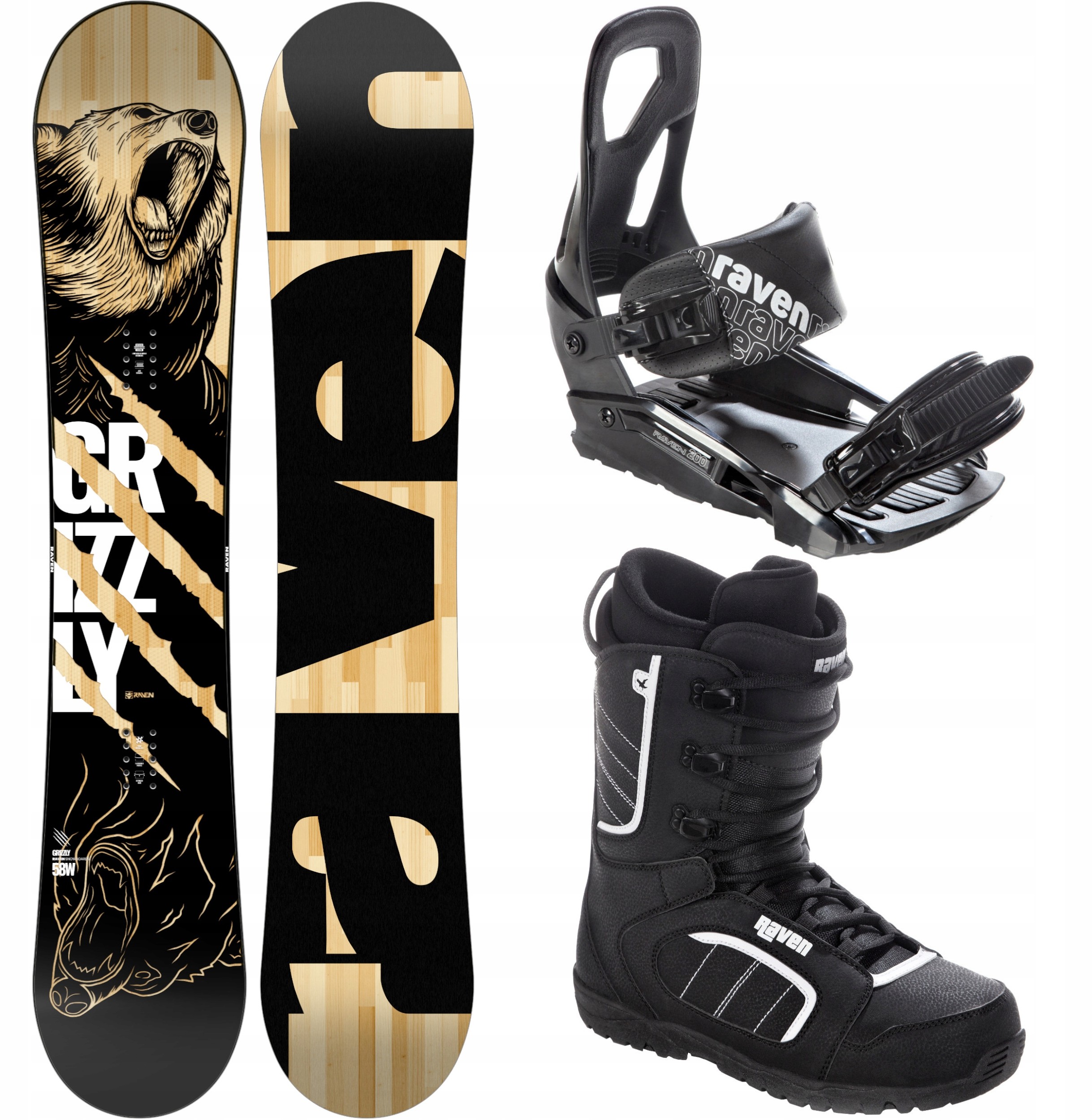 Raven Zestaw Snowboard Grizzly 168cm 2020
