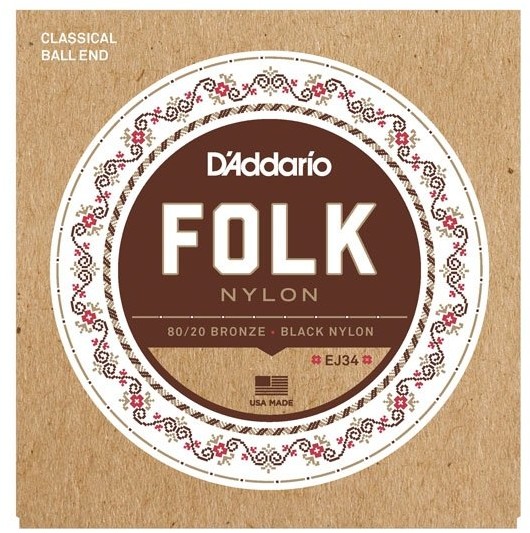 D'Addario ej34 komplet strun Folk Nylon z ball End na koncert lub akustyki gitara EJ34