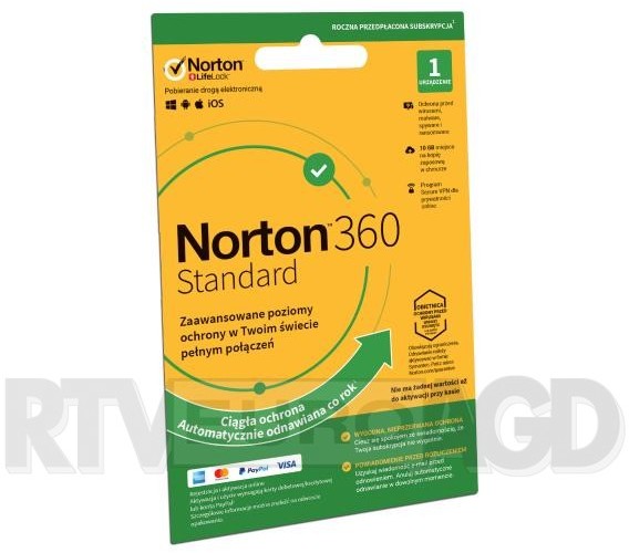 Symantec Norton 360 Standard 10GB 1 urządzenie 1 rok Dostęp po opłaceniu zakupu PLPIN11390007