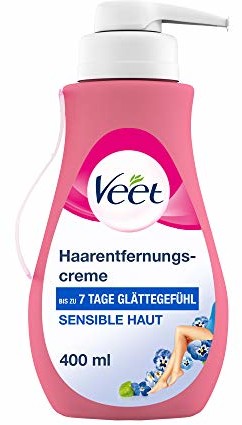 Veet Sensitive krem do usuwania włosów szybkie i skuteczne usuwanie włosów dla jedwabiście gładkiej skóry czas stosowania 5 10 minut dozownik 400 ml z szpatułką