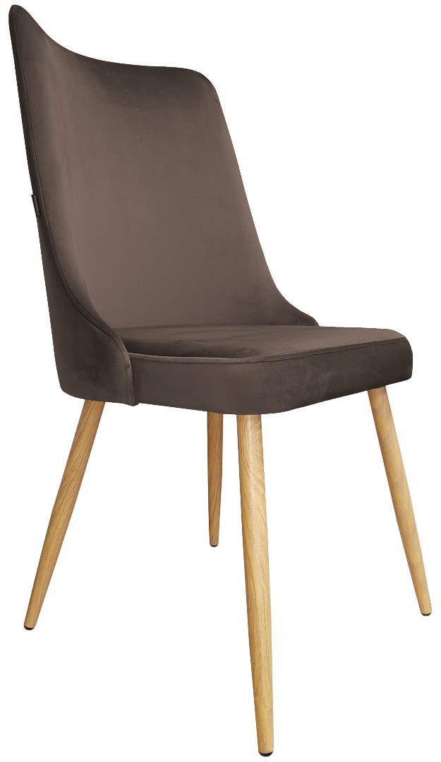 Atos Krzesło CYPRIAN 2 VELVET brązowe/dąb nowoczesne VICTOR-DAB-MG05