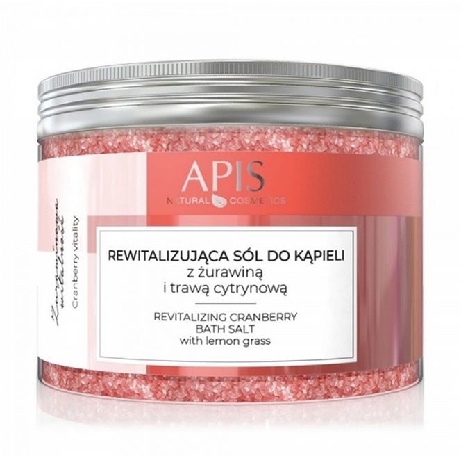 Apis Professional Żurawinowa Witalność Rewitalizująca Sól Do Kąpieli z Żurawiną i Trawą Cytrynową 650g APIS9393