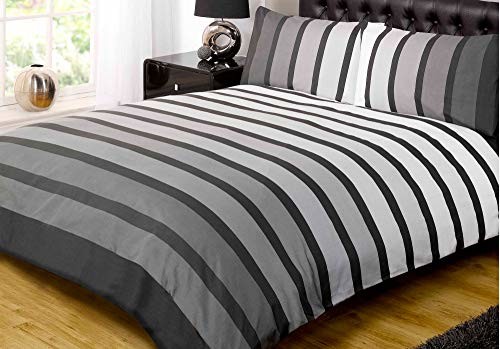 Rapport SOHO czarne paski poszewki na kołdrę Zestaw-częściowy, czarnym, King Size (230 x 220 cm)