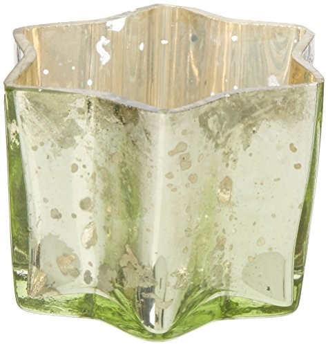 Insideretail insider etail 700457  6ltgre Mercury Glass gwiazda świeczniki na świeczki typu tealight z folią Distressed jasnozielony, 7 x 7 cm x 4,5 cm, 6-częściowy zestaw 700457-6LTGRE