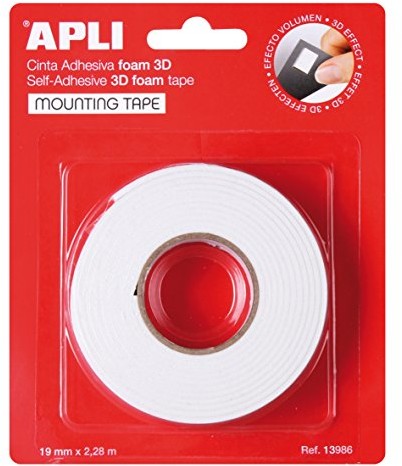 APLI APLI 13986 dwustronna piankowa taśma klejąca, 19 mm x 2,28 m, biała 13986