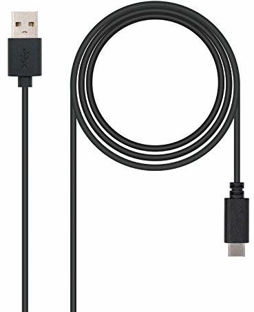 NANOCABLE Nanocable 10.01.2100  kabel 3 A USB 2.0 do USB-C, głównie do telefonów komórkowych, tabletów, laptopów itd. do 3 amperów, typ C/M-A/M, męski czarny, 0,5 mts 10.01.2100