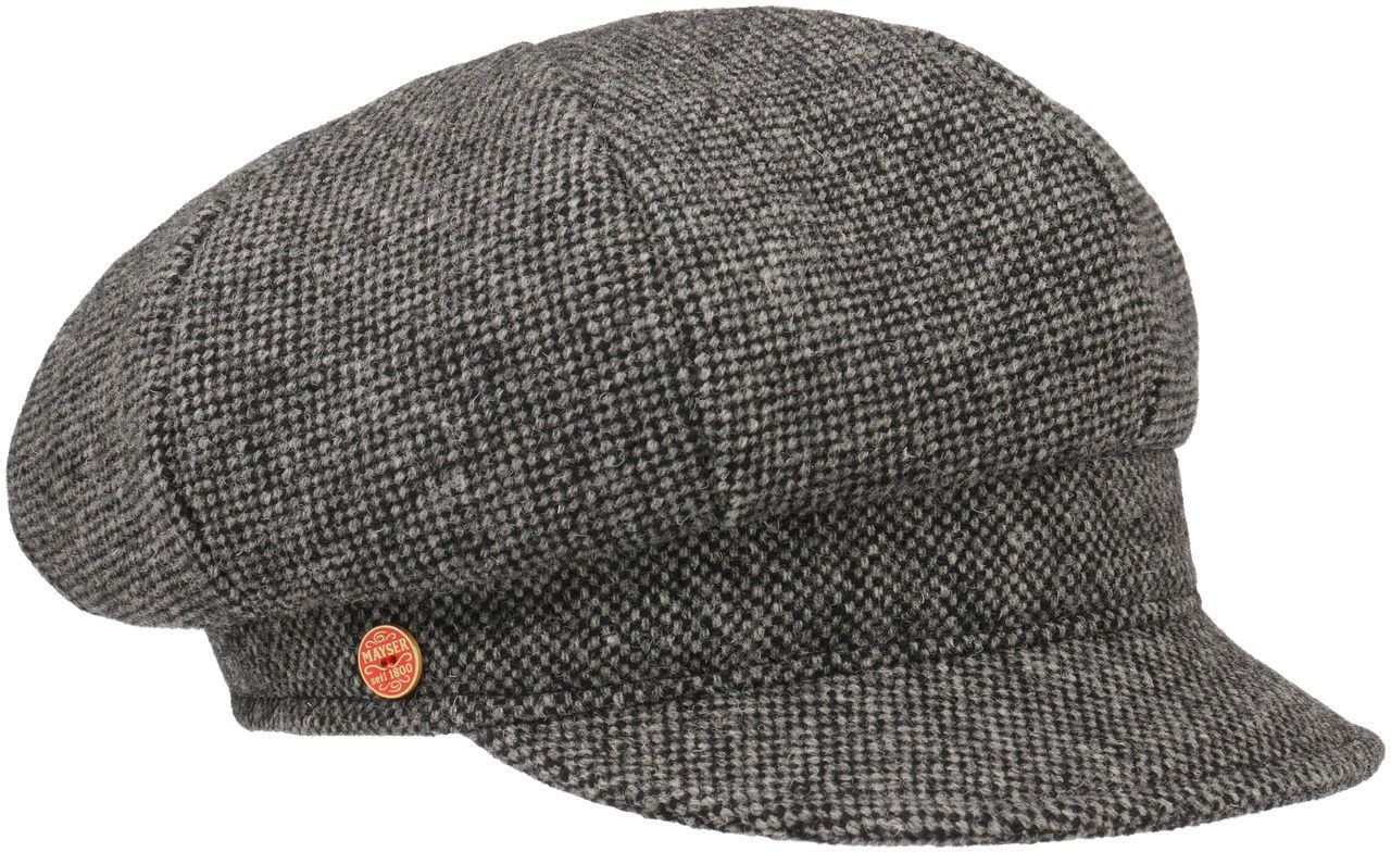 Czapka Newsboy Coco Tweed by Mayser, czarny, S (55-56 cm)