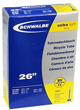 Schwalbe dętka rowerowa SV11 Extra Light 20/25 559/571 EK 60 MM, 10422363 TUX650X