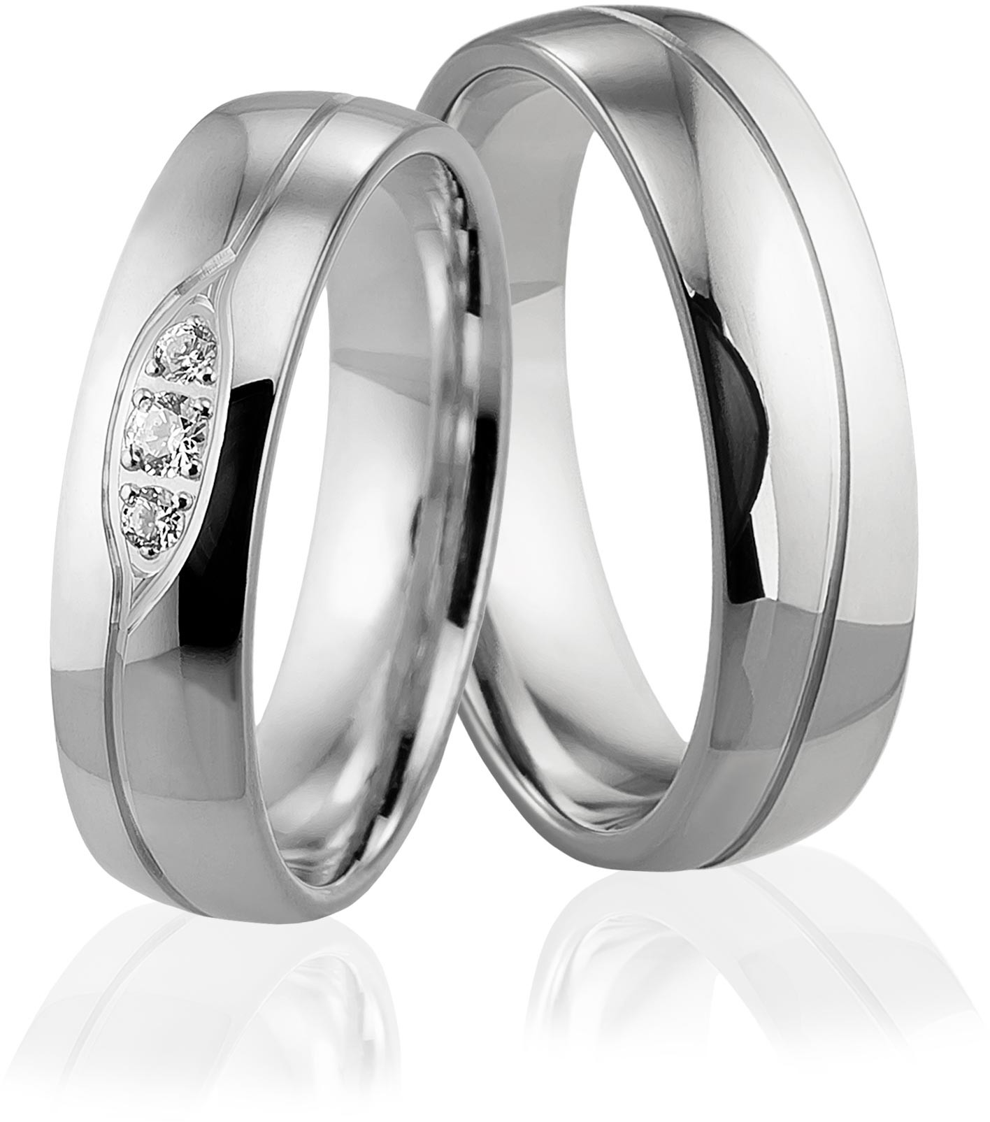 Eminence Obrączki ślubne z białego złota niklowego z brylantami - Au-922 Au-922-2