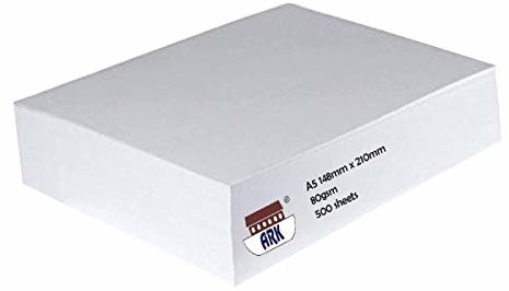 ARK ARK A5 Codzienny 80 g/m2 gładki biały papier do kopiarki, wielofunkcyjny papier biurowy (500 arkuszy) 36769