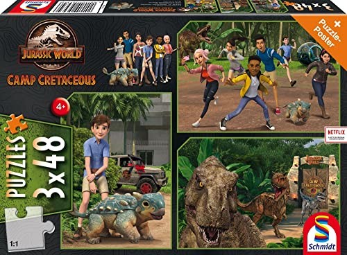 Schmidt Spiele Spiele 56434 Jurassic World New adventures, adventures on Isla Nublar, 3x48 pieces children's puzzle 56434